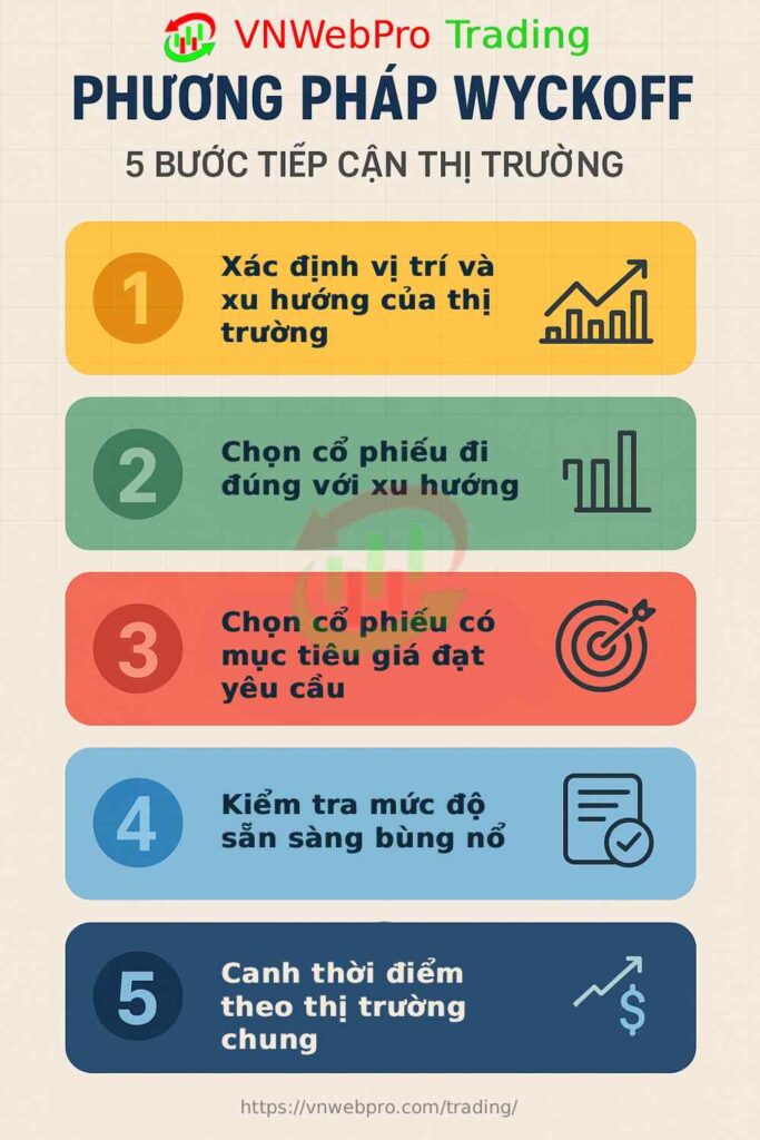 Sơ đồ infographic trực quan 5 bước Wyckoff