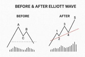 Sơ đồ trực quan “before & after” sóng Elliott bắt đầu